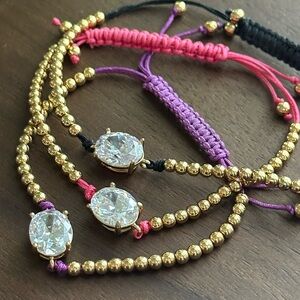 Juicy Couture Rhinestone Gold Beaded Bracelet Set